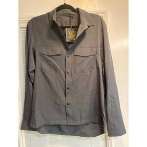 VTG 1946 Shirt Mens Gray Size M Long Sleeve Stretch Snap Dress Collar New (b6)